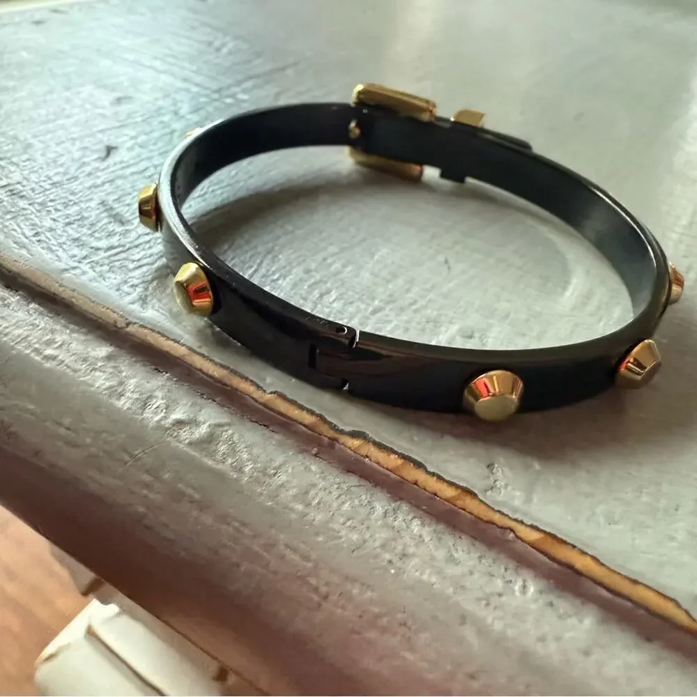 Michael Kors Black Buckle Hinged Bangle Bracelet